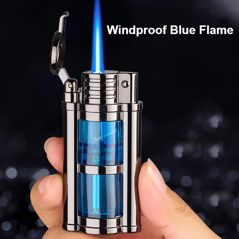 Transparent Warehouse Visual Gas Window Direct Lighter Windproof Red Flame Cycle Inflatable Lighter Charcoal Cigar Barbecue Tool