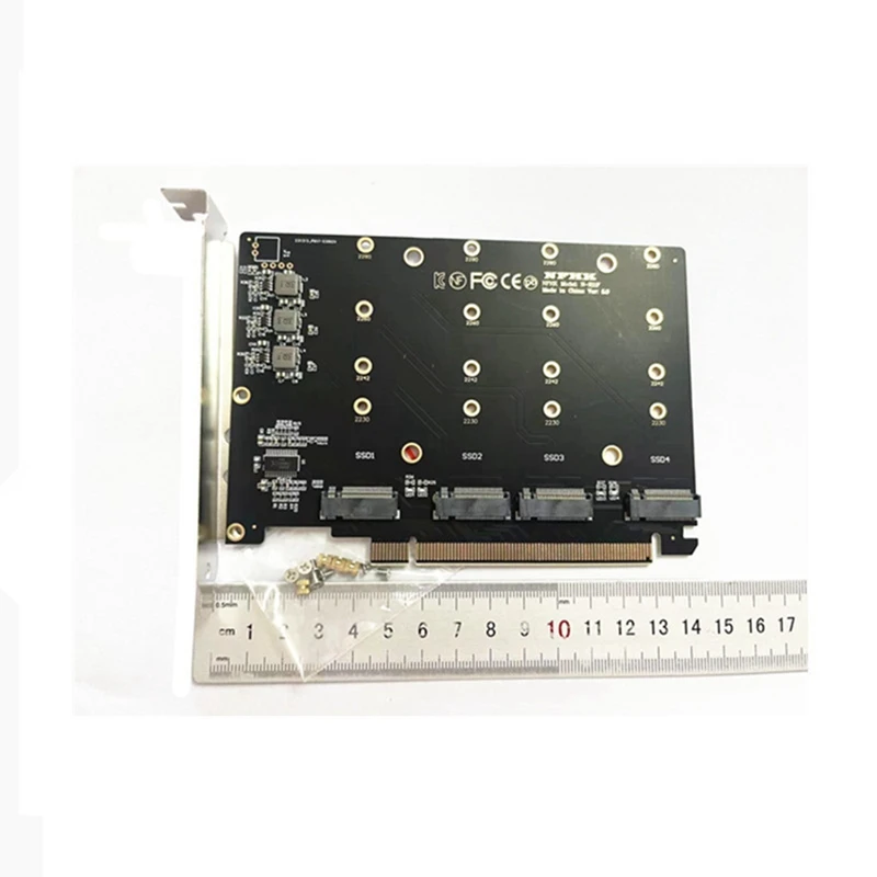 Pcie 4.0 X16 Hard Drive Adapter Card 4 Nvme M.2 SSD Array Card Multifunctional Convenient VROC Slot Card Adapter Easy Install