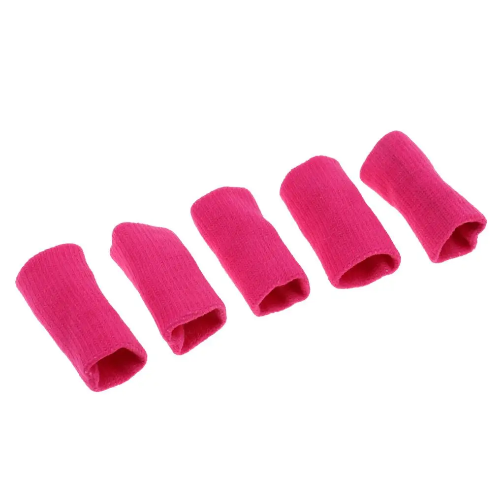 2-6pack 5Pcs Stretchy Finger Protector Sleeves Support for Basketball Rose Red