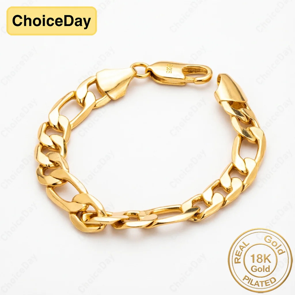 18K Gold Plated Exquisite Chunky Cuban Bracelet for Men and Women, Fashionable Hip Hop Party Gift Accessories