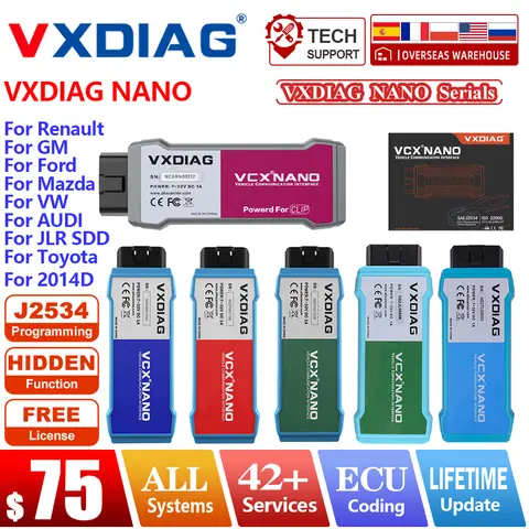 VXDIAG NANO Full Systems Diagnostic OBD2 Scanner ECU Coding for Renault for GM for JLR for VW for Ford for Toyota VCX Scanner