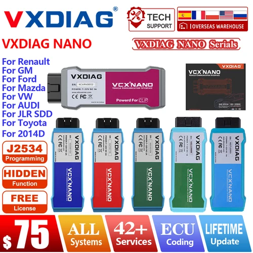 完全な自動車診断システム,OBD2スキャナー,メルセデスベンツ,gm,jlr,vw,フォード,トヨタ,vcxスキャナー,VXDIAG-NANO