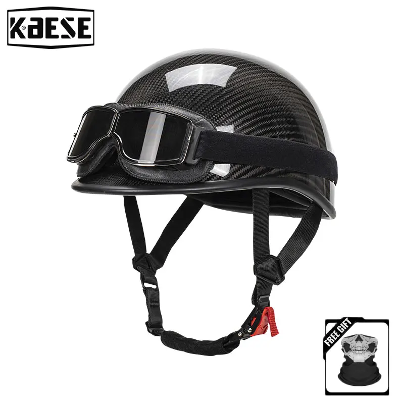 

Vintage Carbon Fiber lightweight Half Helmet Jet Style capacete DOT Approved Unisex Four Seasons Scooter ATV Cruiser Helmets