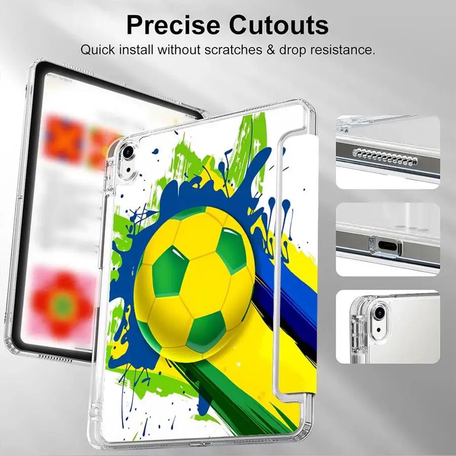 

Brazil Football Tablet Case For iPad Mini 6 7 Air 4 5 M3 M2 M4 11inch Pro 2025 11th 10th 9th 8th 7th 12.9inch Holder Cover