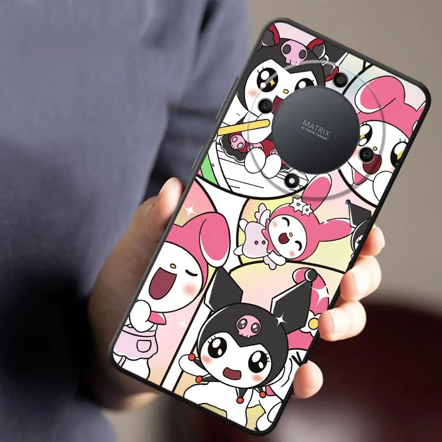 حافظة لهاتف Honor X6 90 X8 X5b Magic5Lite X7 70 200 400 Lite X9a 8X غطاء هاتف ناعم أسود Kawaii Sanrio Hello Kitty