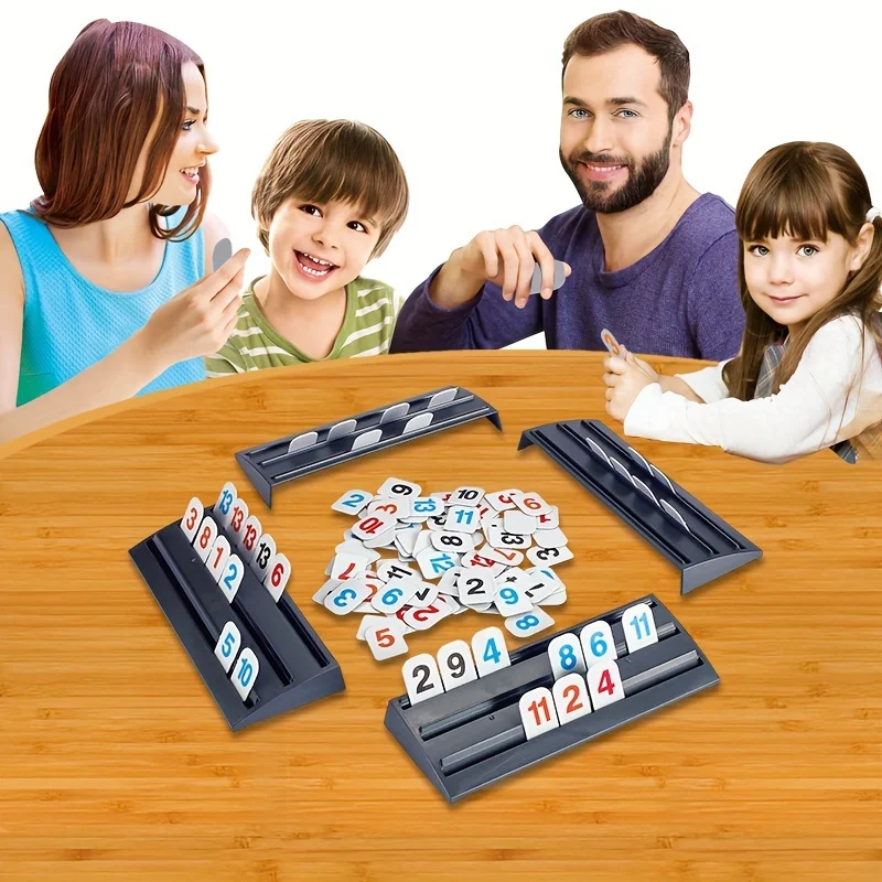 Mahjong Digital Fast Moving Rummy Tile Classic Board Game Toy 4 Players Card Games Funny Family Party Social Table Game Portable