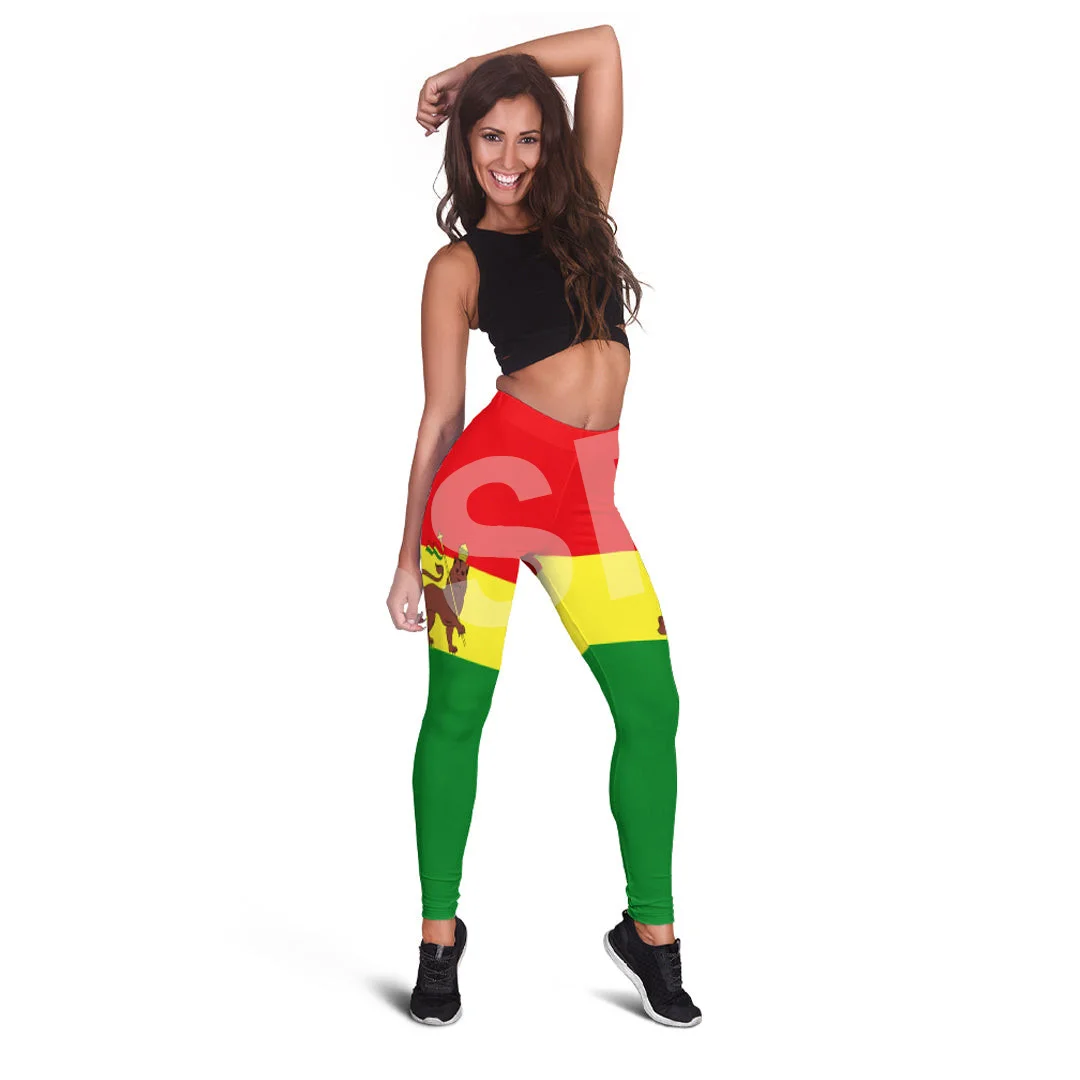 Tessffel Ethiopia County Flag Reggae Africa Native Tribe Lion Retro 3DPrint Harajuku Women Sexy Leggings Yoga Fitness Suits A2