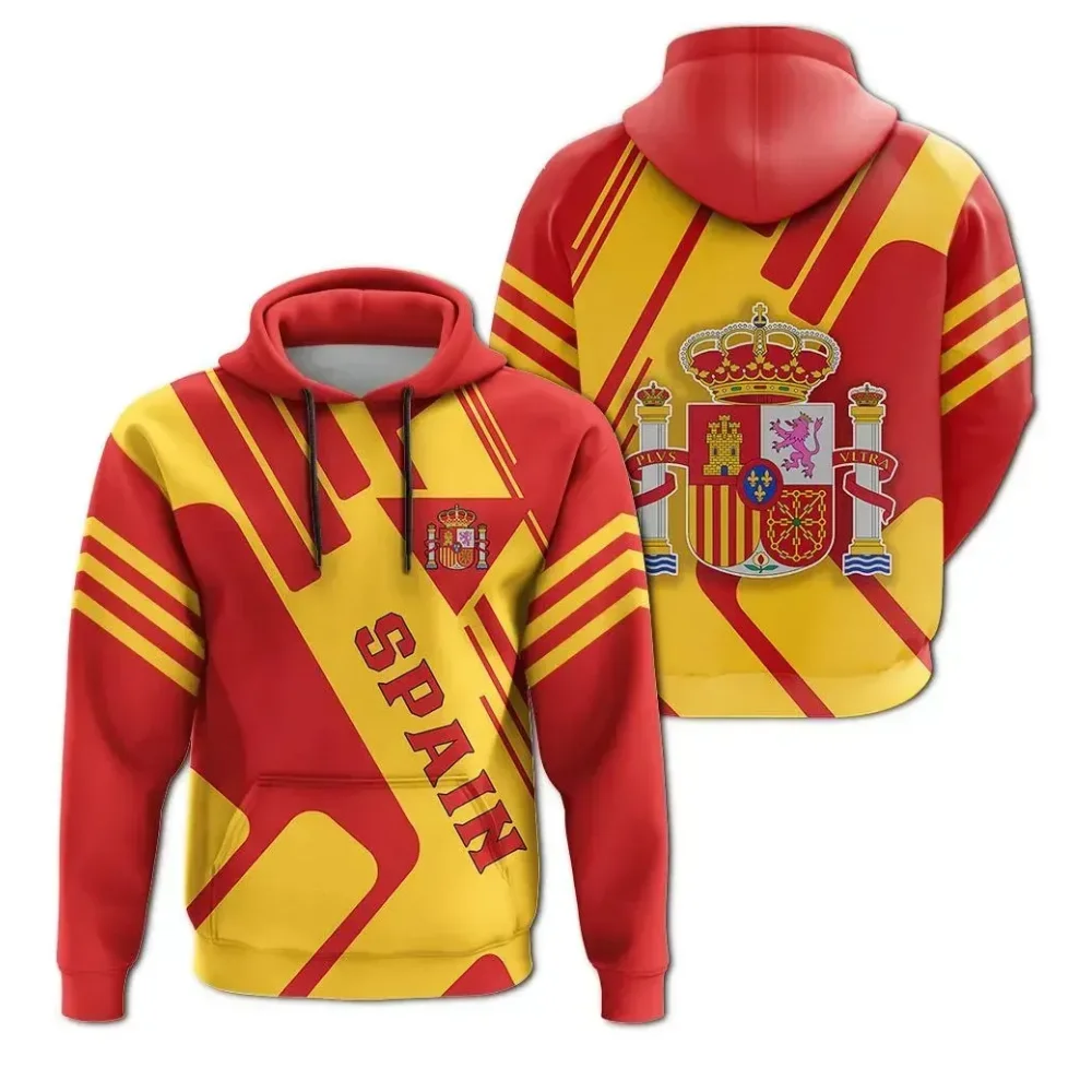 New Spain National Red Flag Men Hoodies 3D Print Autumn Winter Sweatshirts Fashion Sweat Casual Pullover Y2k Oversized Clothing