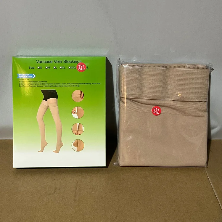 High Quality Box Packaging 20-30 mmHg Thigh High Compression Medical Socks Long Varicose Veins Compression Stockings