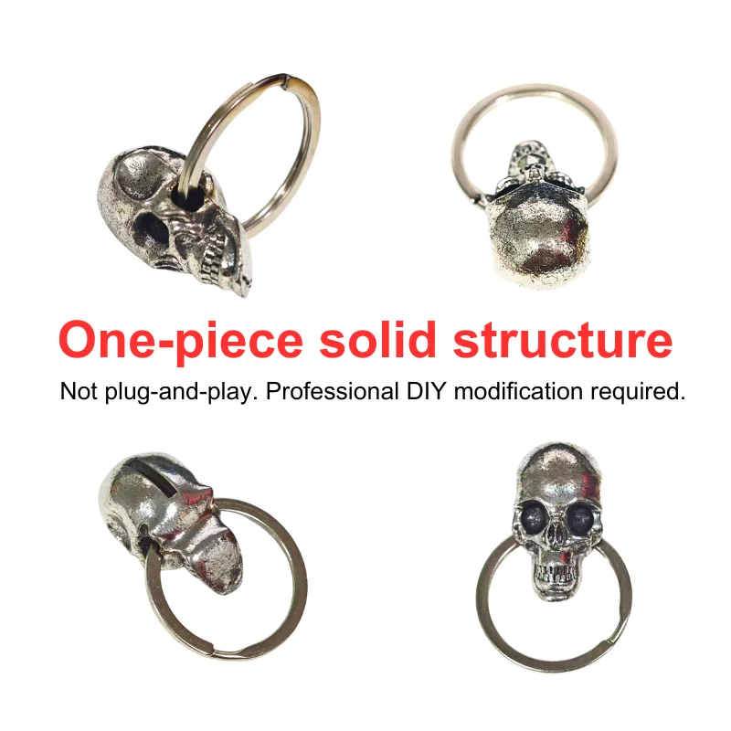 Stainless Steel Skull Motorcycle Key Decorative Hat, Unique Gift for Cyclists, Skull Keychain Decoration (Key Not Included)