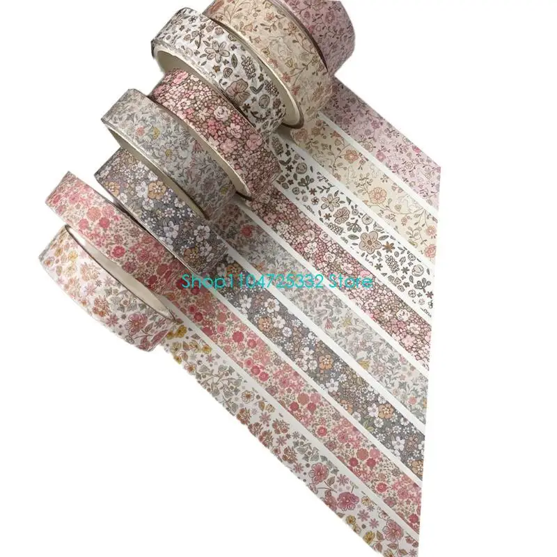 P5EA 8Pcs Aesthetic Masking Tape Scrapbooking Background Tape Vintage Decorative Tape for Notebook Journal Picture Frame