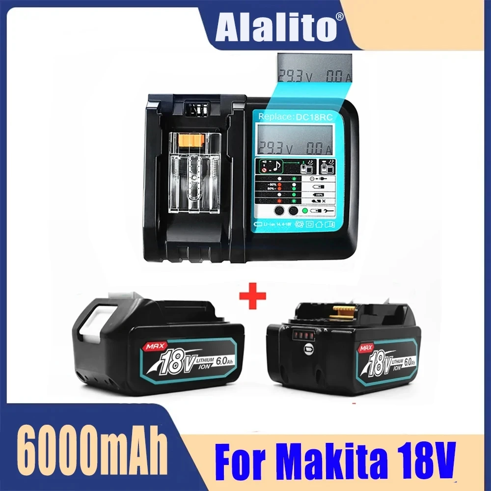 

NEW With LED Charger Rechargeable Battery 18 V 6000mAh Lithium ion for Makita 18v Battery 6Ah BL1840 BL1850 BL1830 BL1860 LXT400