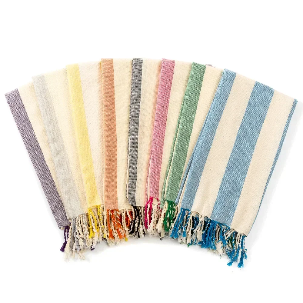 

Striped Bath Towels Cooling Towel Natural Turkish Beach Towel Set for Bathroom Pool Holiday Towels with Tassel Quick Dry Towel