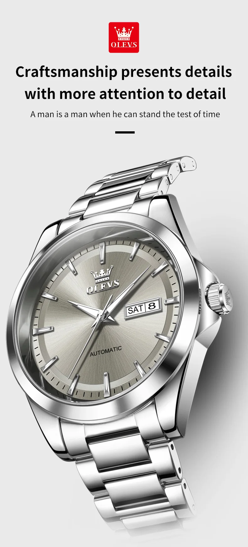 OLEVS 7090 Luxus Herrenuhr Neue Originalmarke Automatische Mechanische Uhren für Herren Stahlarmband Einfache Business Herren-Armbanduhr – Detail 4