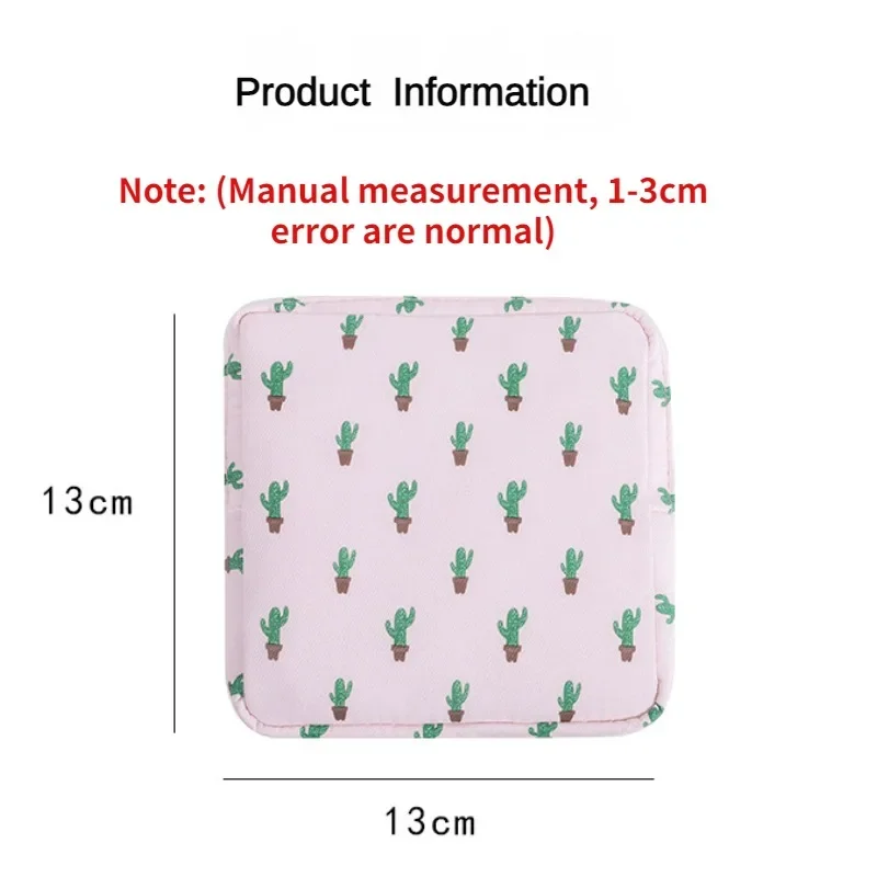 Sacchetto con cerniera in tela portatile con stampa di cartoni animati sacchetto di immagazzinaggio di grande capacità tampone femminile assorbenti