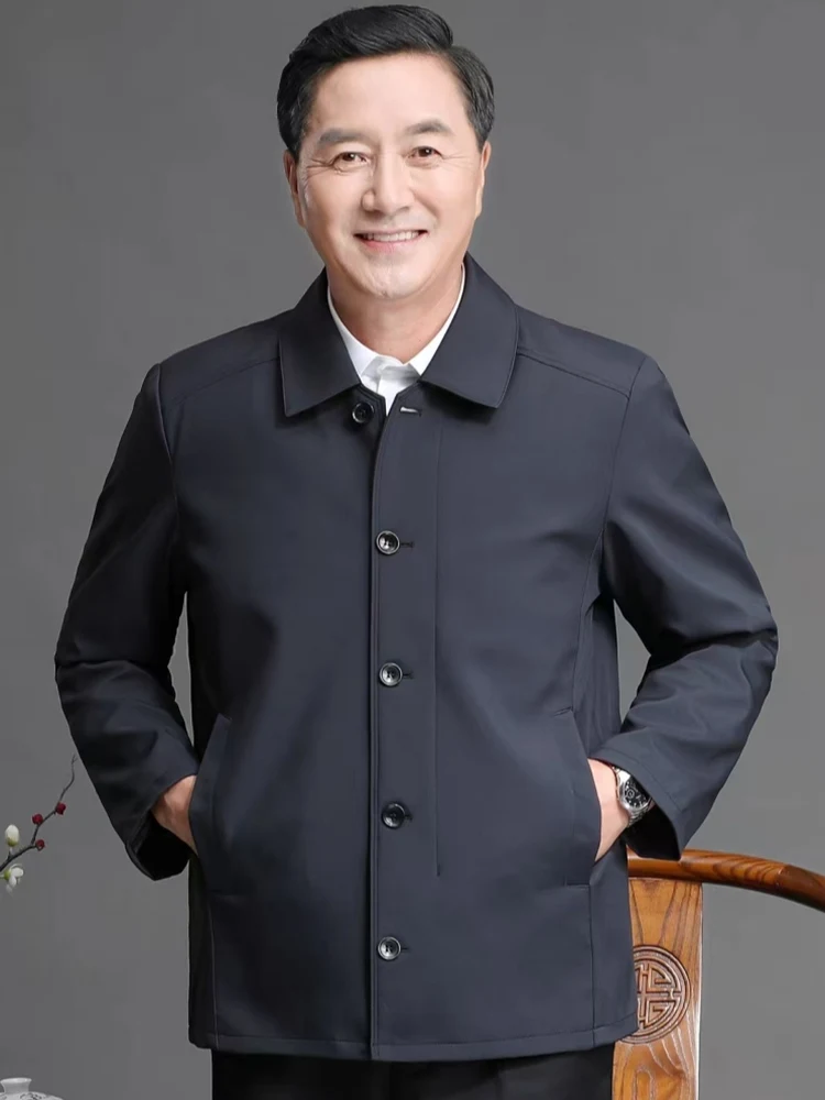 

Свободный повседневный мужской джгут для среднего возраста и ли. Весенне-осенний откидной воротник на пуговицах. Busin Gentleman Sle из полиэстера.