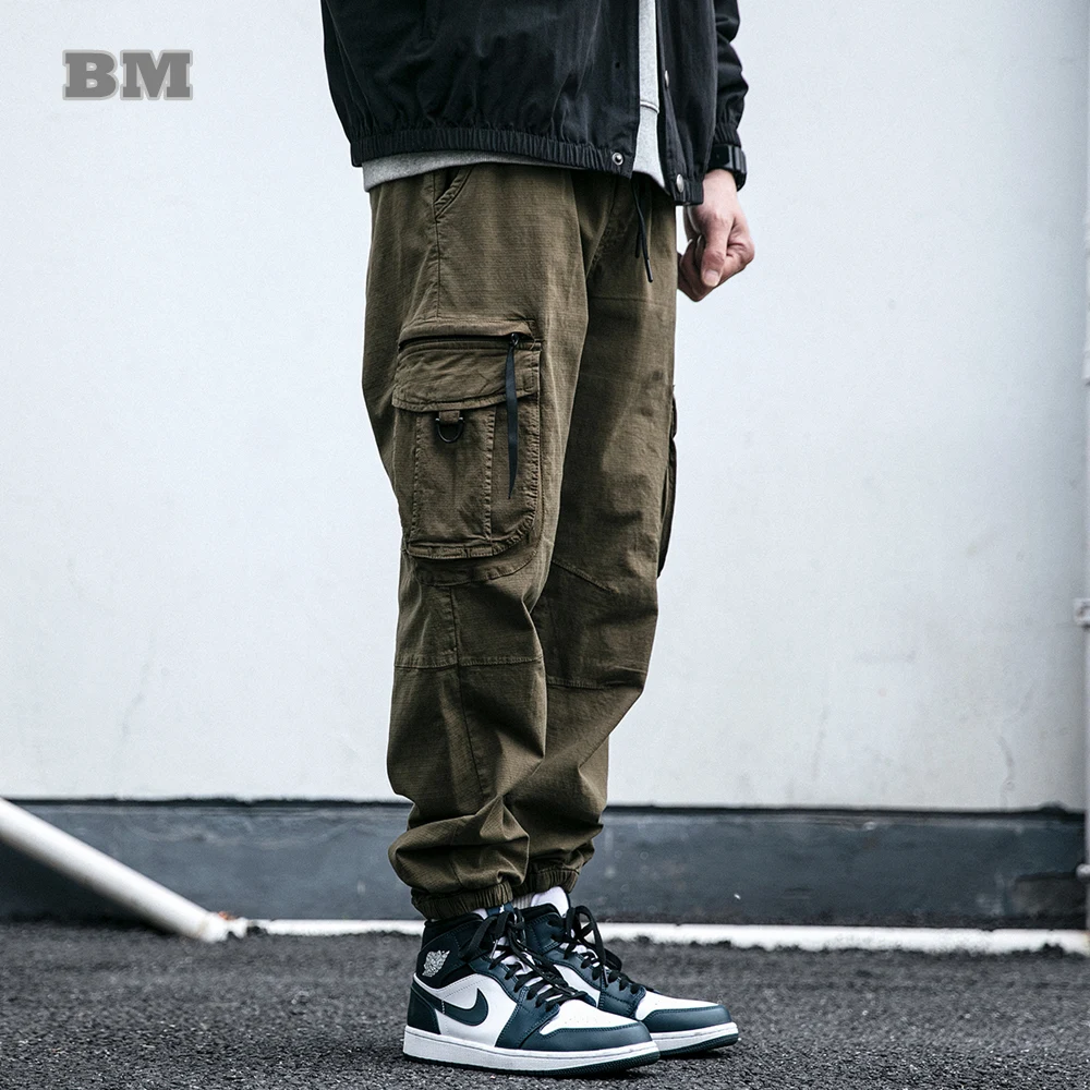 

2022 Spring American Casual Cargo Pants Men Japanese Streetwear Loose Fashion Joggers Harajuku Army Green Jogging Trousers