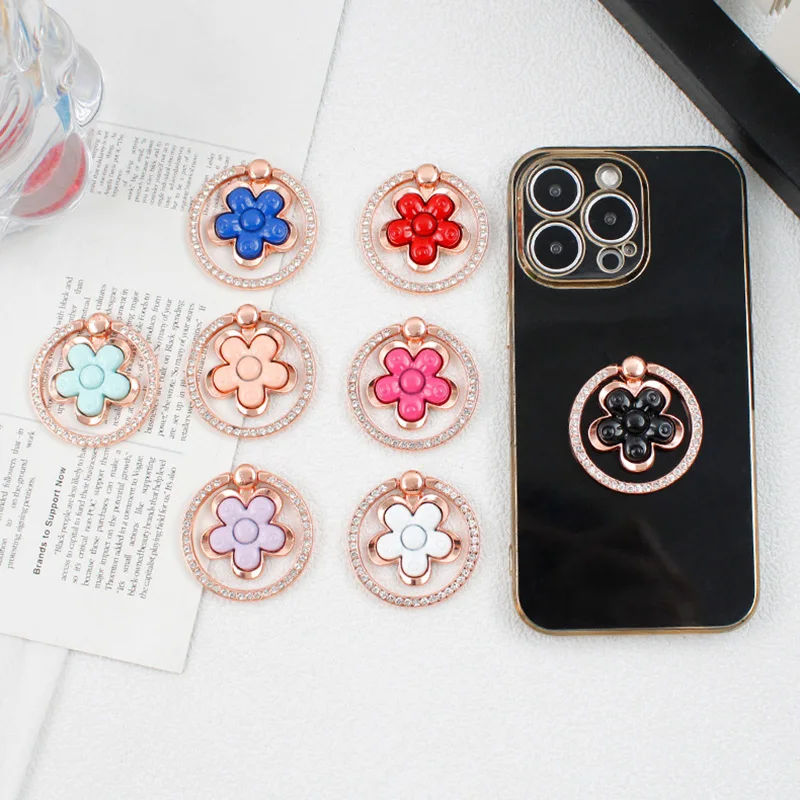 Blume Metall Diamant Handy halterung Grad drehbarer Fingerring Universal zubehör Ständer