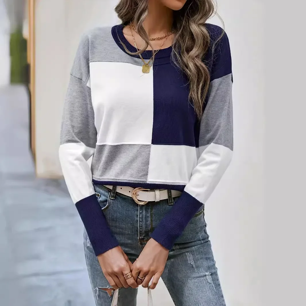 Cozy Women's Plaid Knit Sweater - alternate angle