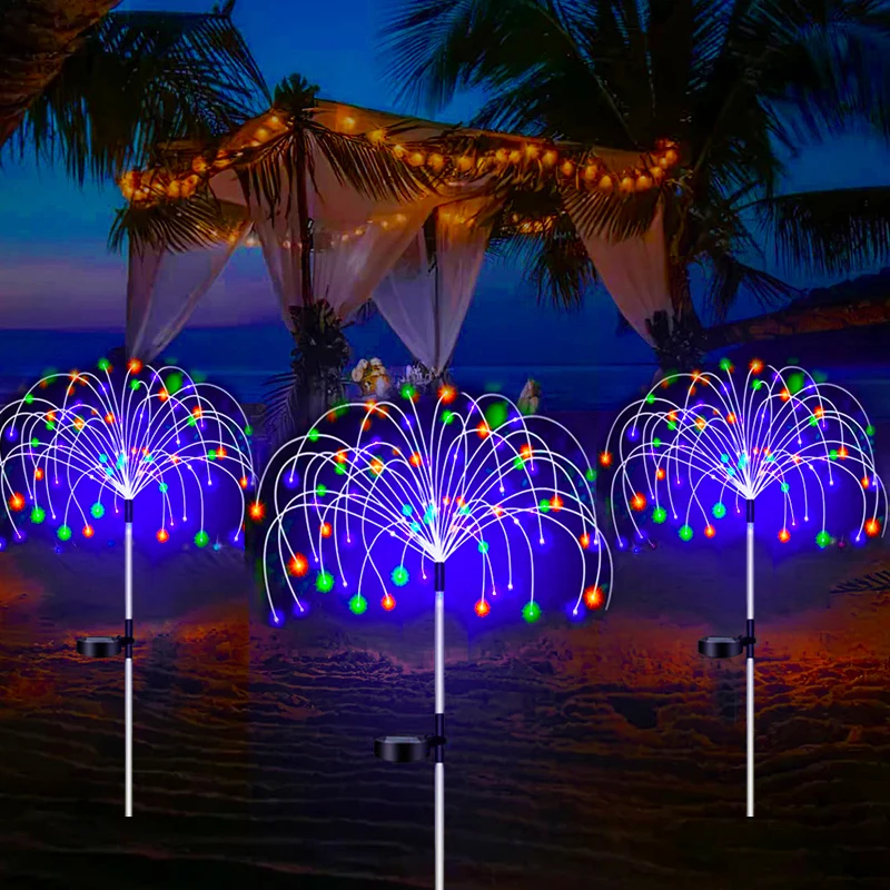 Solar LED Fairy Pathway Lights Outdoor Waterproof Firework Decor Garden Lawn Solar Power Lamp For Yard Balcony Patio Christmas