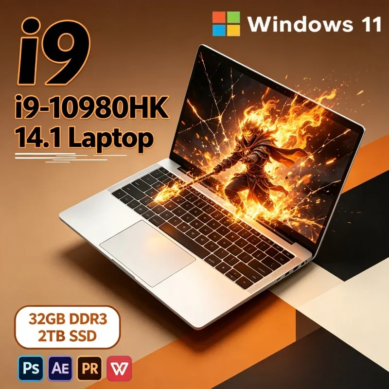 Hot Sale 2026 New 14.1" High Performance Laptop Intel I9-10980HK 16/32GB RAM 2TB SSD Win11 Gaming Business Notebook