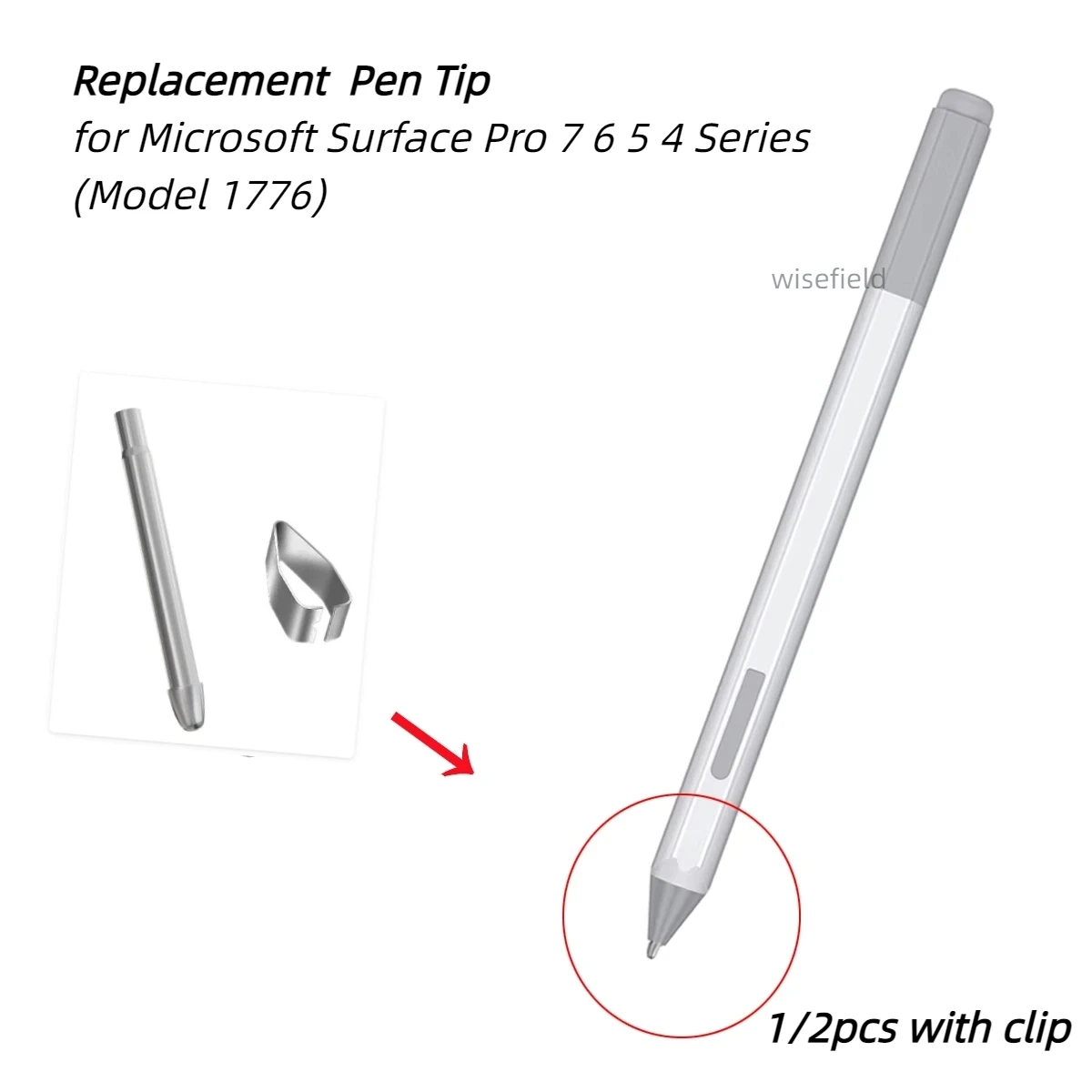 Titanium Alloy Pen Tips for Surface Pro 7 6 5 4 Series(Model 1776) Pen Refill Stylus Replacement Nibs for Surface 4096