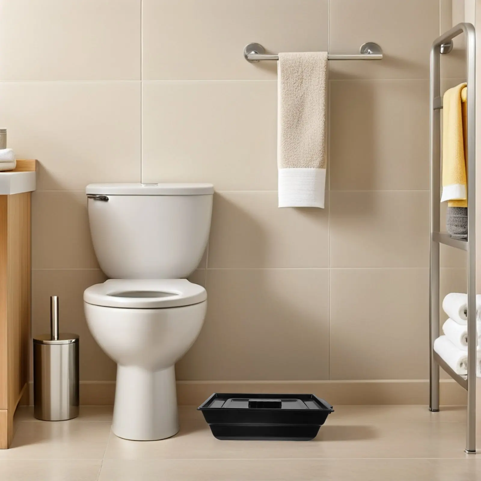 Safety Commode Toilet for Elderly Portable Bedside Toilet Bucket Soft Contoured Seat Cushion Grade Plastic for Nighttime