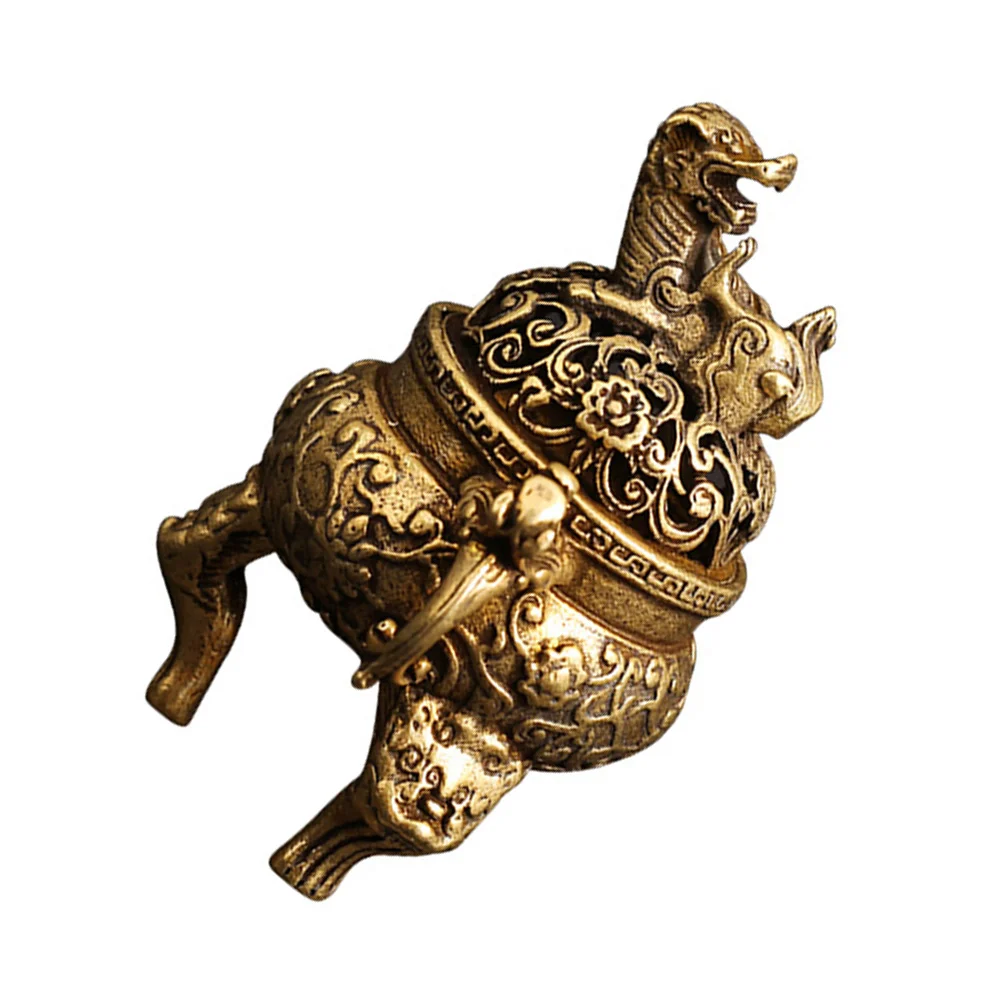 

Brass Tripod Incense Burner Censer Cone Holder Retro Decor Statue Home Aroma Removable Lid Study Bedroom Yoga