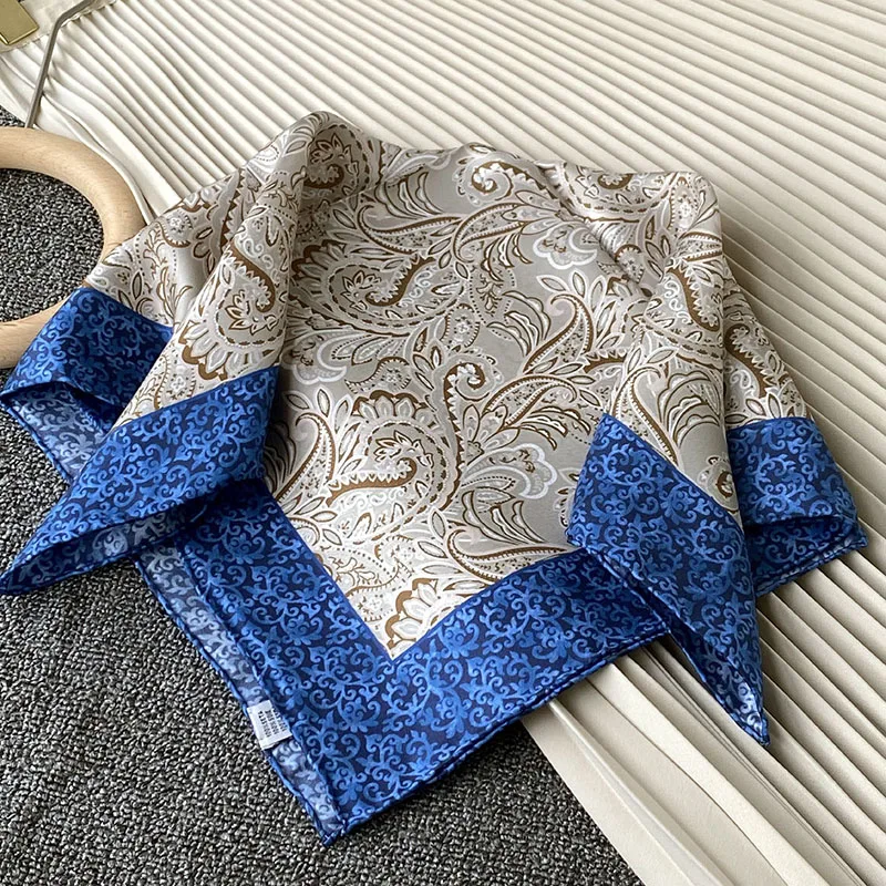 

Шелковый платок с узором пейсли, 100% шелк, женский модный винтажный шарф-платок на шею и голову, 52x52 см