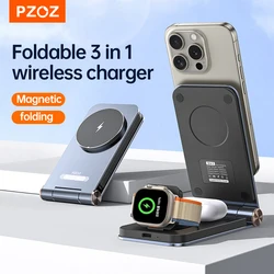 PZOZ PD 3 in 1 Wireless Charger For iPhone17 16 iwatch Eearphones Mobile Phone Holder Wireless Charger PD Fast Charging Portable