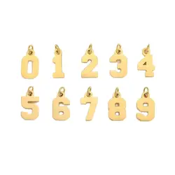 Numbers Charms Stainless Steel Charms Hot Sale Number PVD 0~9 Digital 8*14mm Pendants for Necklace Jewelry Making Wholesale