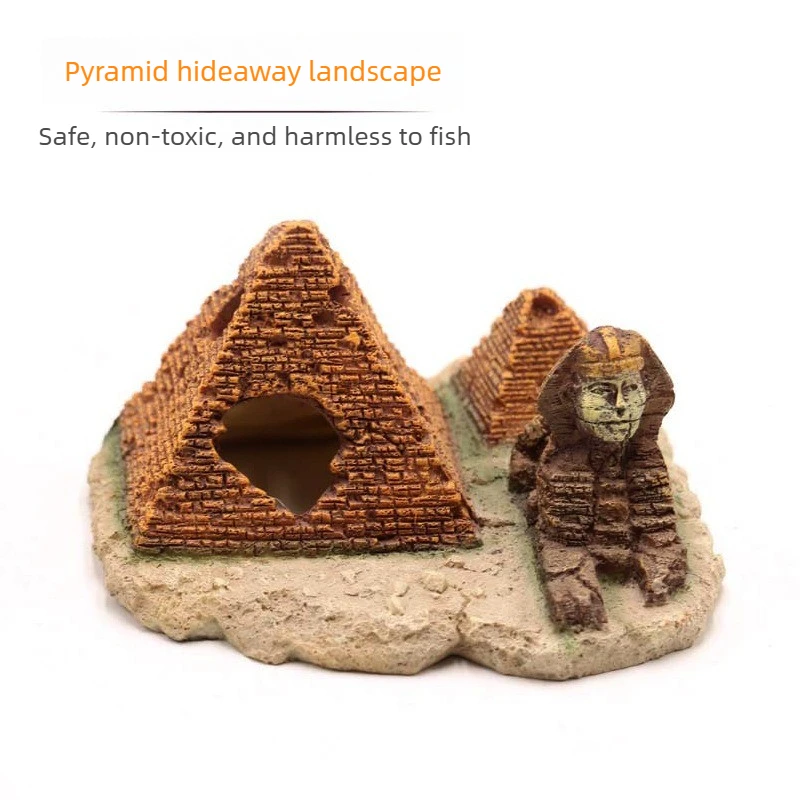 

1PC Fish tank landscaping pyramid sphinx decorative ornaments aquarium decoration