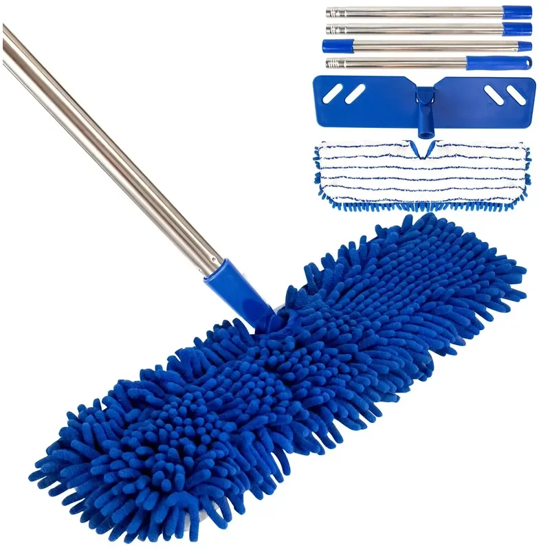 Microfiber Dust Mop for Floor Cleaning Double Sided Washable Pad Long Stainless Steel Handle Wet Dry for Hardwood Ceramic