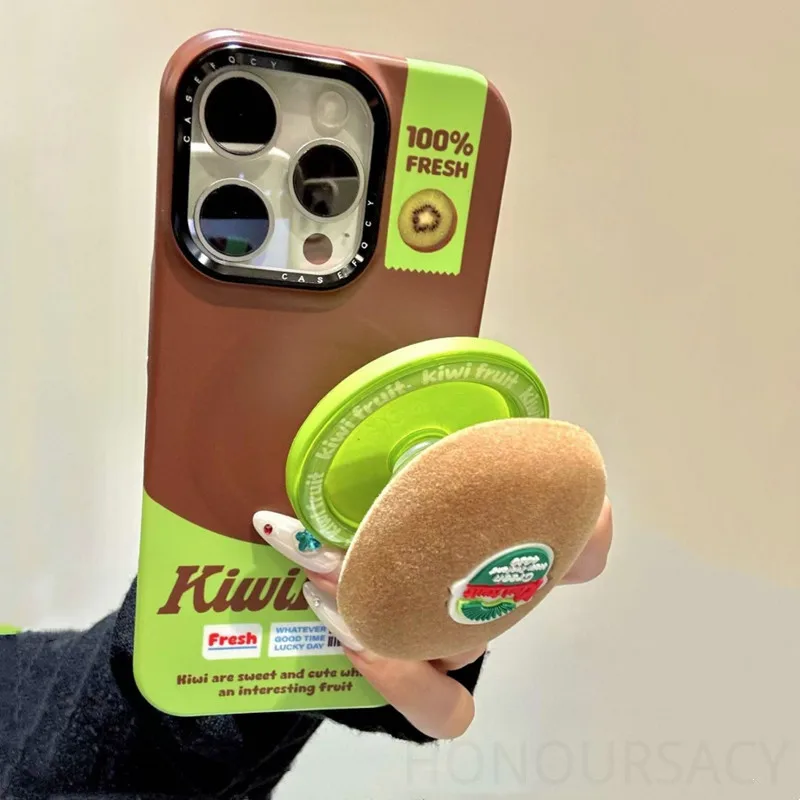 

Креативный чехол для телефона с имитацией фруктов киви, магнитная подставка для IPhone 17 Pro Max 16 14 13 12, задняя крышка, защитный чехол для iPhone 15 Plus