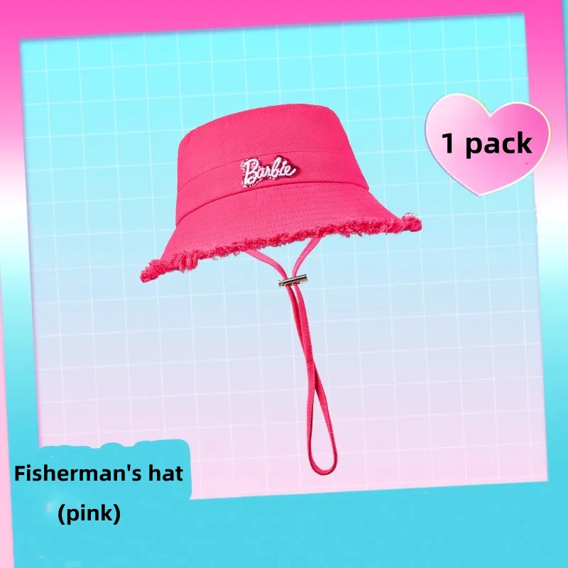 MINISO Barbie 65th Anniversary Sun Shine Series Fisherman Hat Outdoor Adjustable Windproof  Children's Toy Birthday Gift