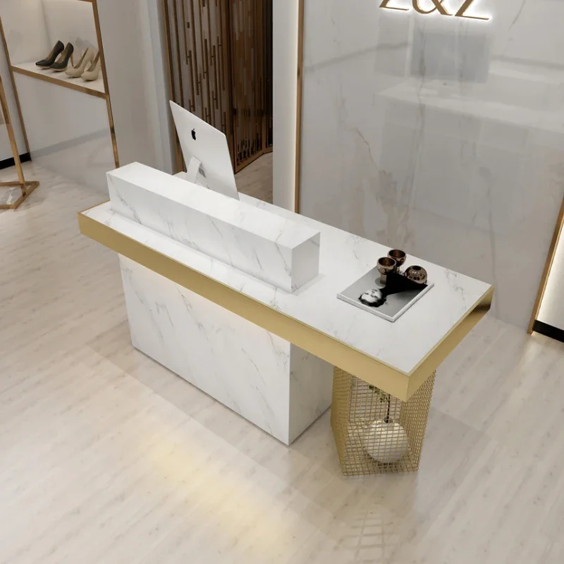 HHBarber Front Desk Reception Counter Checkout Business Clinic Reception Desks Beauty Salon Mostrador Recepcion Office Furniture
