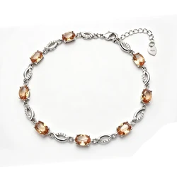 Zultanite Bracelet Sterling 925 Silver Oval Cut 5*7mm Created Sultanite Color Chance Fine Jewelry for Women Wedding Party Gift
