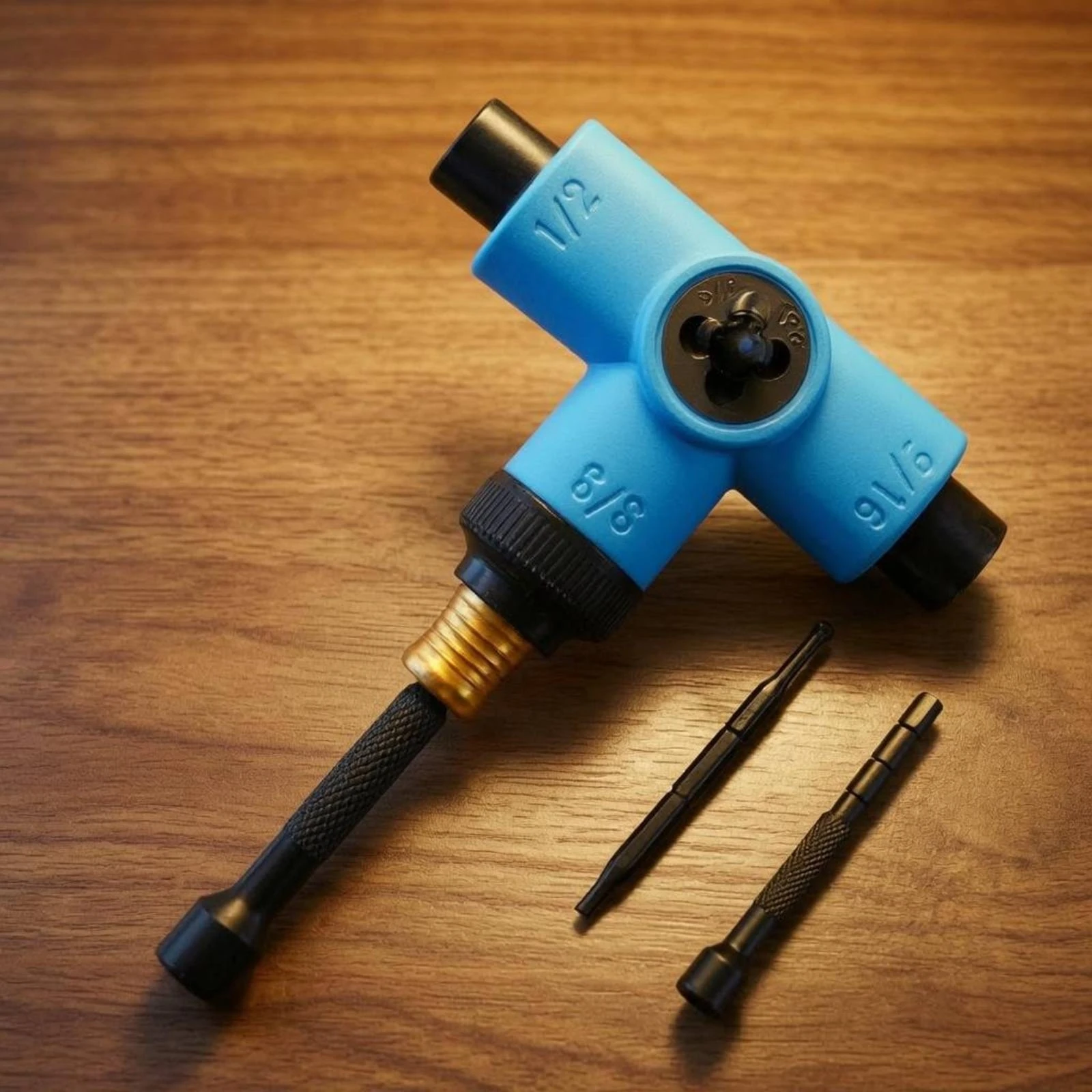 

T-Handle Skateboard Tool Knurled Grip Multi-Function Skateboard Wrench Allall-in-1 Skate Tool Retail Packed