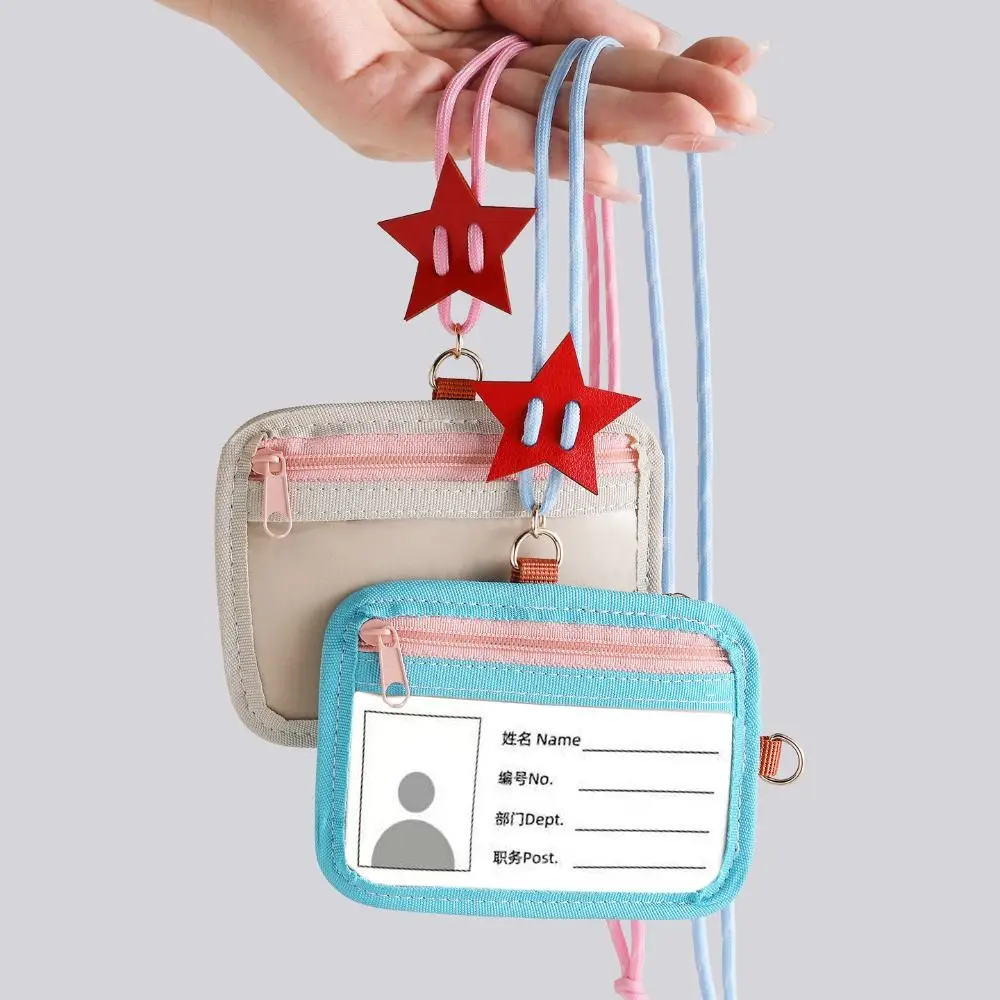 New Soft Shell Card Holder with Lanyard Transparent Bus Pass Card Cover Dual-use Working Badge Holder Students