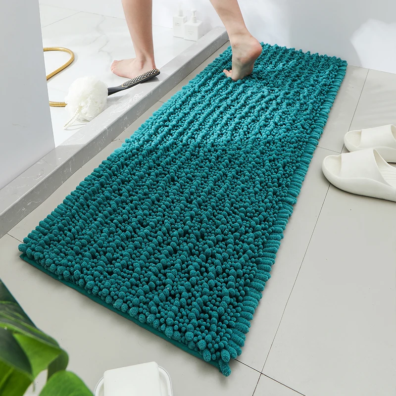 1 piece bathroom carpet bath mat, non-slip super thick lotus pine soft chenille door mat, fluffy foot mat, indoor solid color do