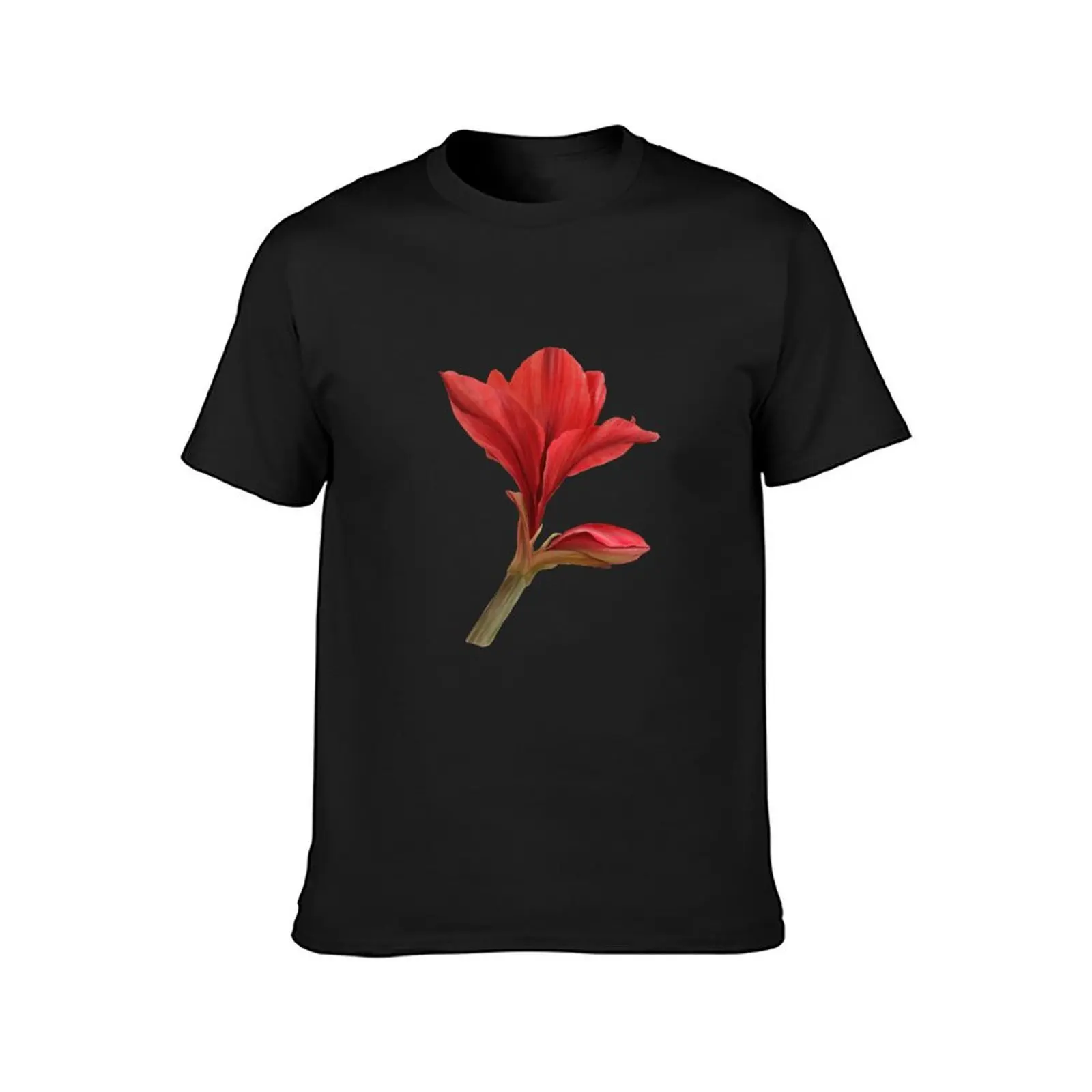 Red amaryllis flower Hand drawn watercolor clipart T-Shirt plus sizes plus size tops mens big and tall t shirts