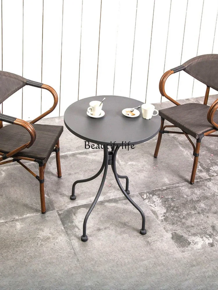 

LJYGarden leisure milk tea shop simple modern outdoor rattan chair homestay leisure table and chair