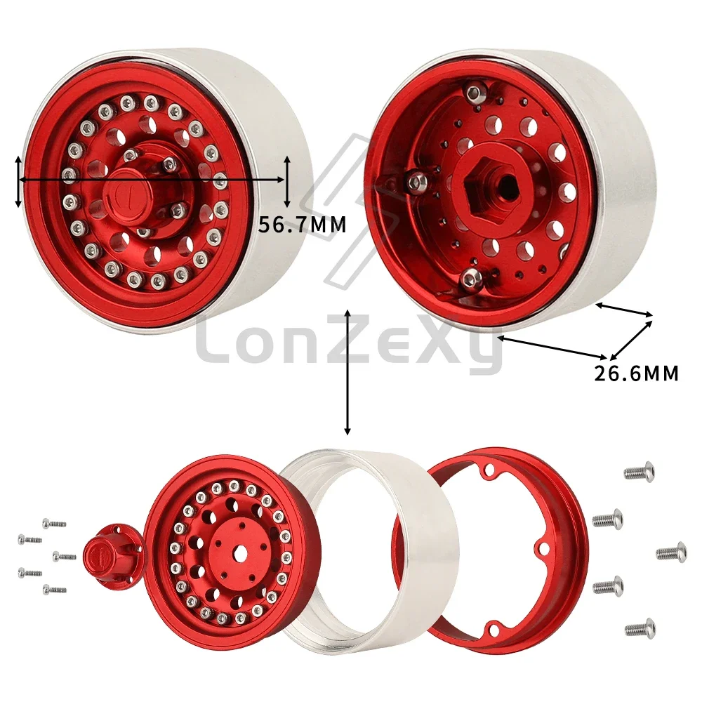 1/4 szt. 1,9-calowych felg aluminiowych do TRX4 TRX6 Axial SCX10 III AXI03007 GRT EX86190 1/10 RC Crawler