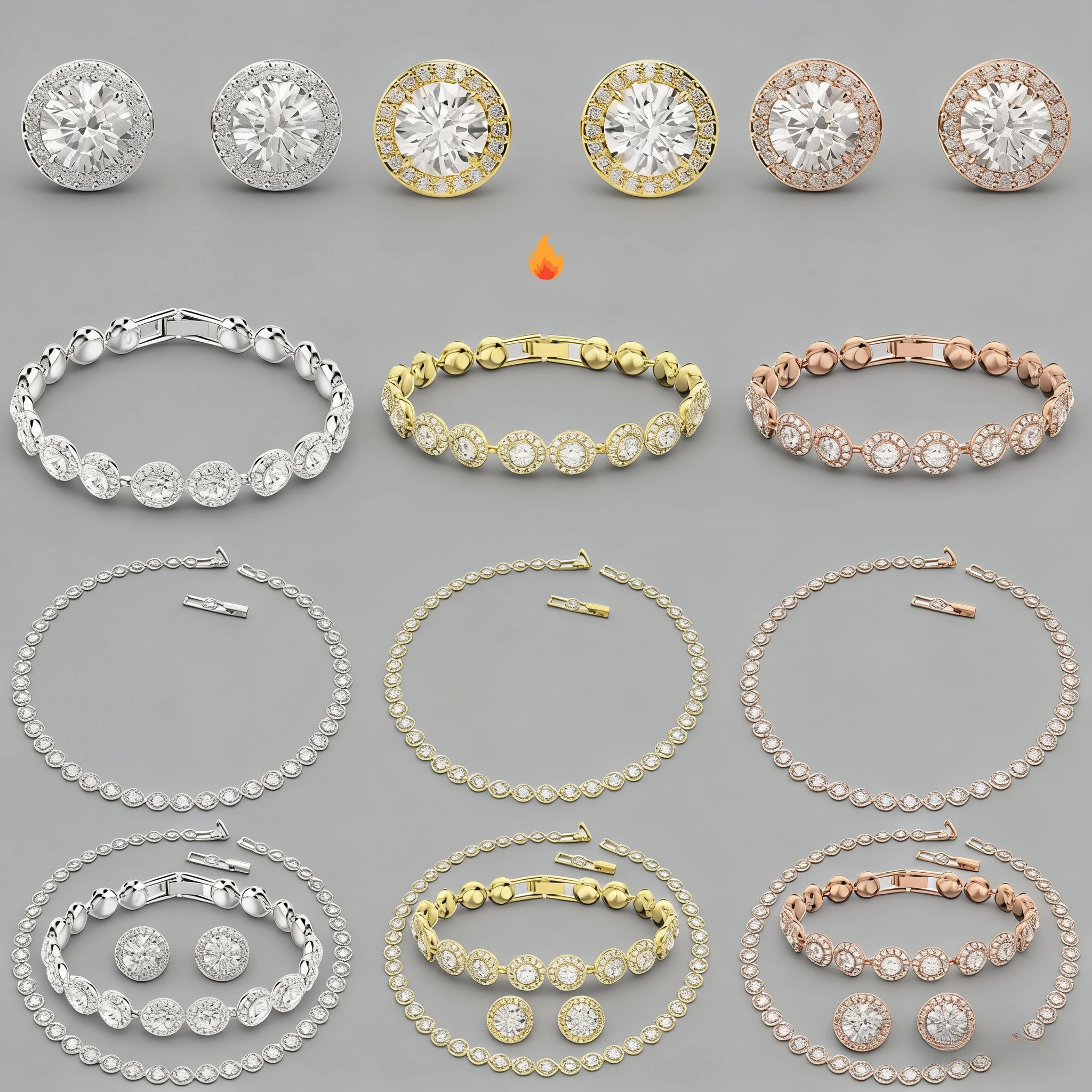 

Sparkling Cubic Zirconia Jewelry Set (earrings+bracelet+necklace) Silver/gold/rose Gold Women's Wedding Party Fashionaccessories