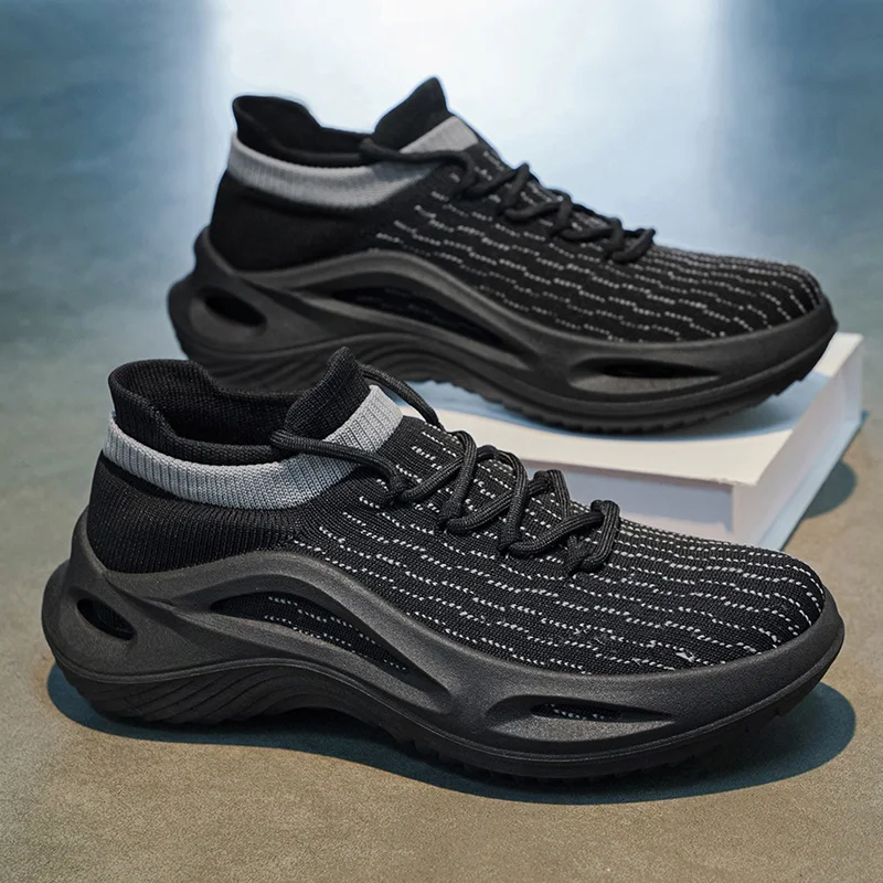 

New lightweight sneakers, sock-style breathable mesh upper. Soft cushioned thick sole with shock absorption and anti-slip performance. Fresh off-white design, versatile and timeless.