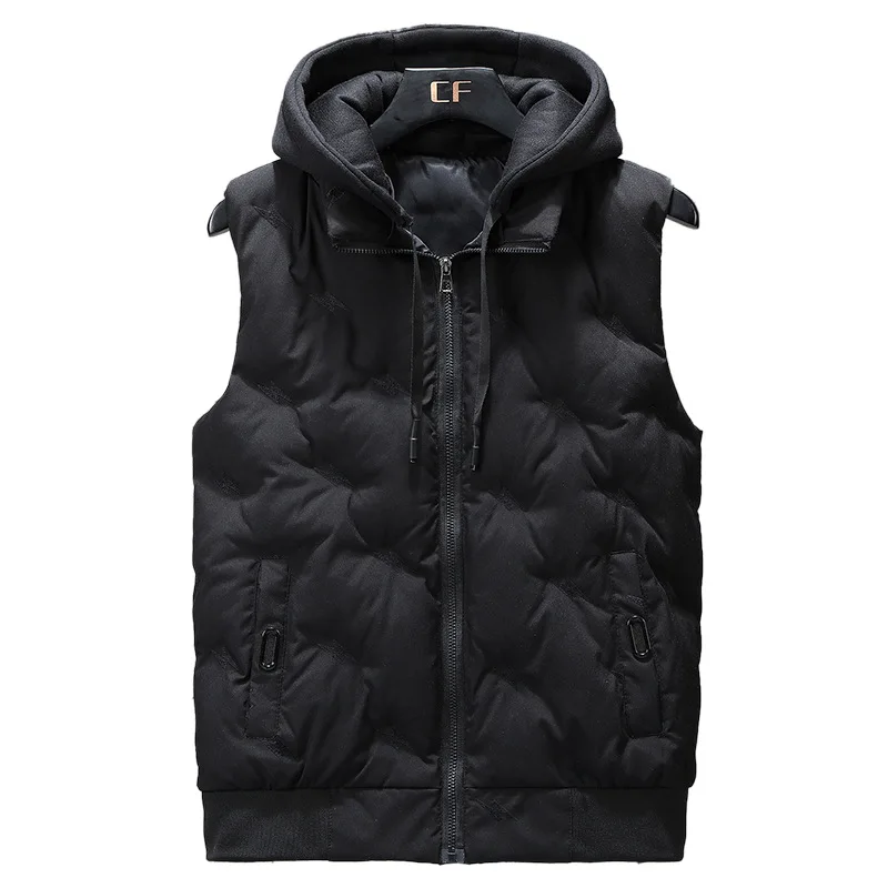 ZOZOWANG Winter Thick Vests Men 2023 New Casual Hooded Thick Cotton Padded Sleeveless Coat Men Casual Waistcoat High Quality