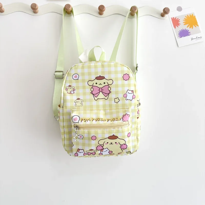 Sanurgente-Sac d'école de dessin animé mignon, sac à dos léger de grande capacité, sac à carreaux enfantin frais, Hello Kitty, Kulomi