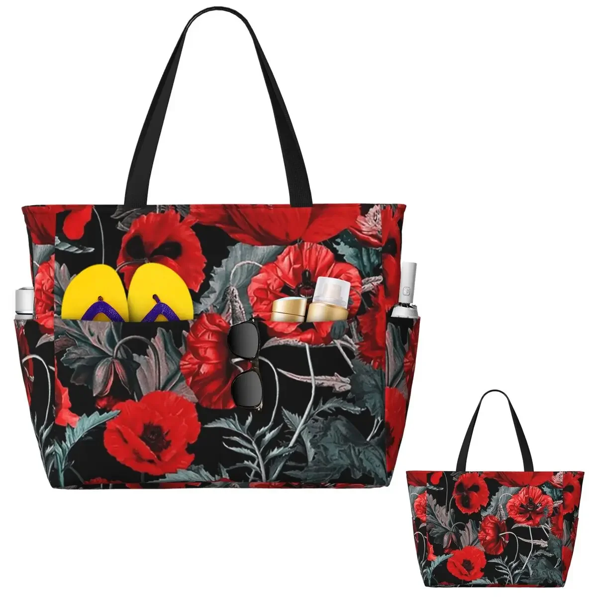 Poppy Gard Beach Tote Bag Sport Gym Yoga Duffle Large Tote Bag Women Travel Bag Fitness bag
