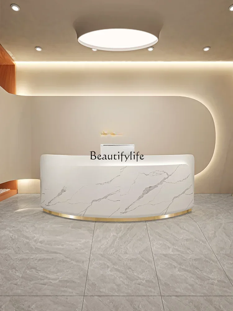 1z.Beauty Salon Bar Counter Confinement Center Training Institution Arc Front Desk Reception Table
