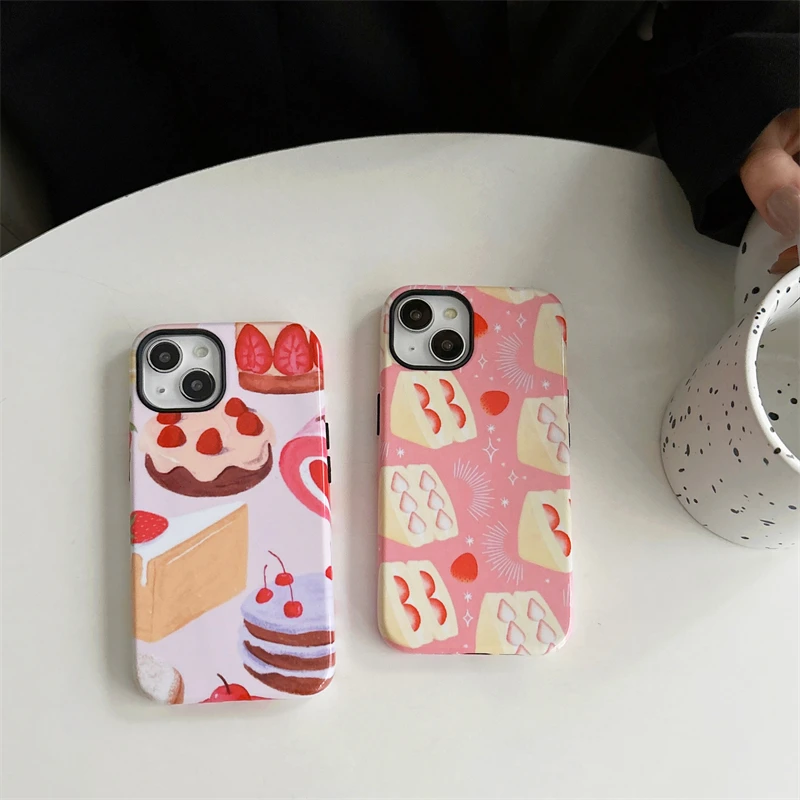 Cake Phone Case Two-In-One Film Protective Shell For iPhone 15 14 13 12 11 Pro Max Plus Mini